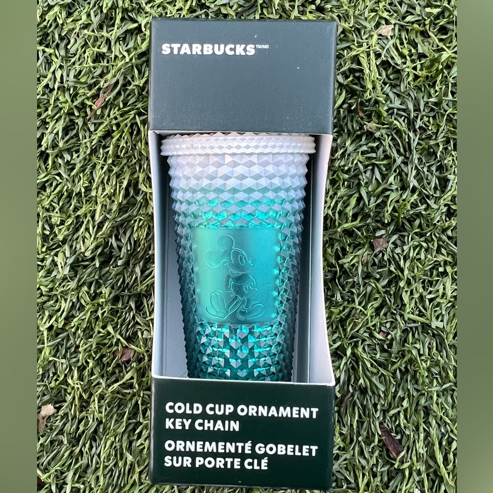 Starbucks Disney Parks Mickey Mouse Cold Cup Ornament Keychain NEW